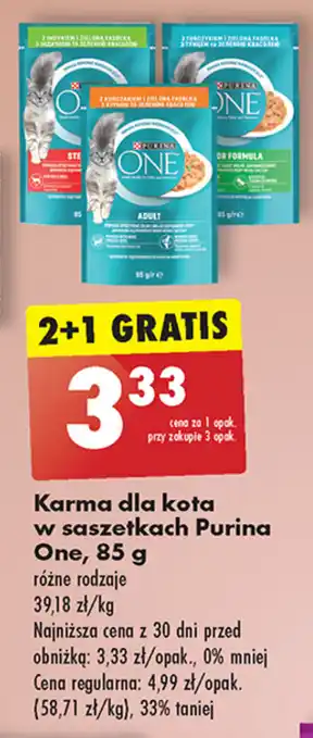 Biedronka Karma dla kota w saszetkach Purina One, 85 g oferta
