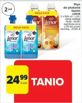 Carrefour Płyn do płukania tkanin LENOR 2 x 925 ml oferta