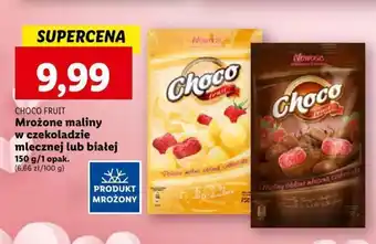 CHOCO FRUIT Mrożone maliny w czekoladzie mlecznej lub białej 150 g