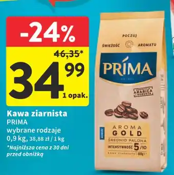Intermarche Kawa ziarnista PRIMA 0,9kg oferta