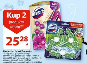 Auchan Zawieszka do WC Domestos 2 x 53g, 3 x 55 g oferta