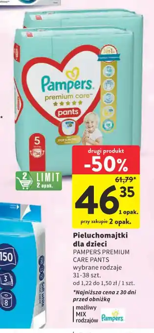 Intermarche Pieluchomajtki dla dzieci PAMPERS PREMIUM CARE PANTS 31-38szt. oferta