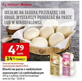 Auchan Kluski na parze z nadzieniem owocowym lub czekoladowym 370 g oferta