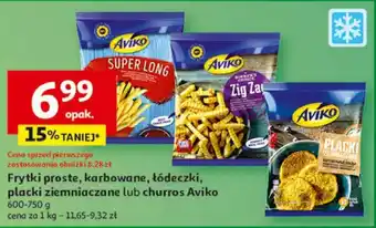 Auchan Frytki proste, karbowane, łódeczki, placki ziemniaczane lub churros Aviko 600-750 g oferta