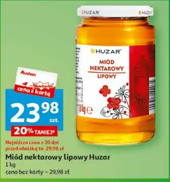 Auchan Miód nektarowy lipowy Huzar 1 kg oferta