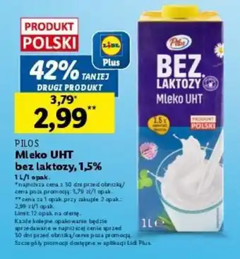 Lidl Mleko UHT bez laktozy, 1,5% 1 L/1 opak. oferta