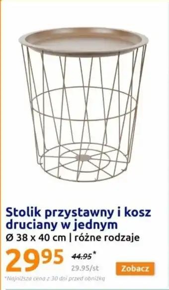 Action Stolik przystawny i kosz druciany w jednym oferta