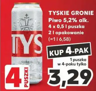 Kaufland TYSKIE GRONIE Piwo 5,2% alk. 0,5 l oferta
