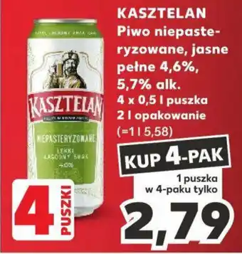Kaufland KASZTELAN Piwo niepasteryzowane, jasne pełne 4,6%, 5,7% alk. oferta
