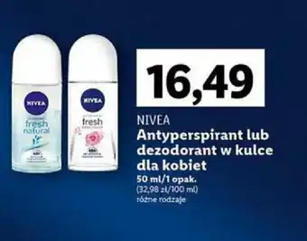 Lidl NIVEA Antyperspirant lub dezodorant w kulce dla kobiet 50ml oferta