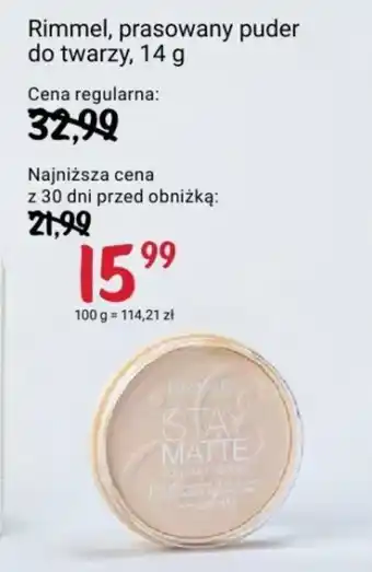 Rossmann Rimmel, prasowany puder do twarzy, 14 g oferta