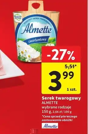 Intermarche Almette Puszysty serek twarogowy śmietankowy 150 g oferta