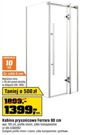 OBI Kabina prysznicowa oferta