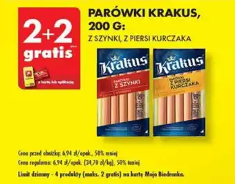 Biedronka PARÓWKI KRAKUS, 200 G oferta