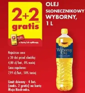 Biedronka OLEJ SŁONECZNIKOWY WYBORNY, 1L oferta