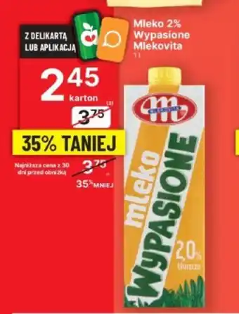 Delikatesy Centrum Mleko 2% Wypasione Mlekovita 1l oferta