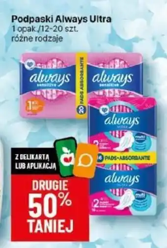 Delikatesy Centrum Podpaski Always Ultra 12-20 szt. oferta