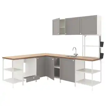 IKEA Enhet Kuchnia narożna, biały/szary rama oferta