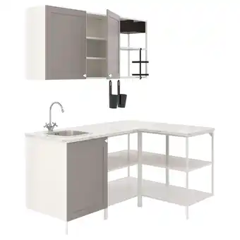 IKEA Enhet Kuchnia narożna, biały/szary rama oferta