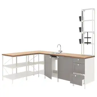 IKEA Enhet Kuchnia narożna, biały/szary rama oferta
