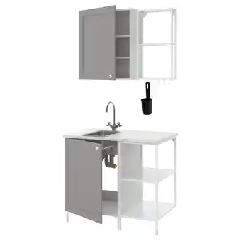 IKEA Enhet Kuchnia, biały/szary rama, 103x63.5x222 cm oferta