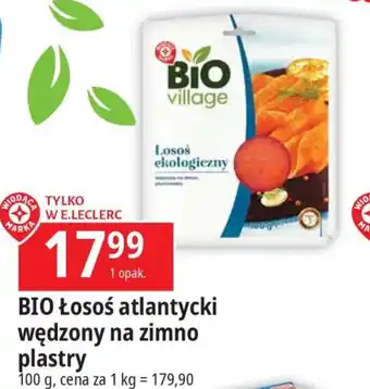 E.Leclerc BIO Łosoś atlantycki wędzony na zimno plastry 100g oferta