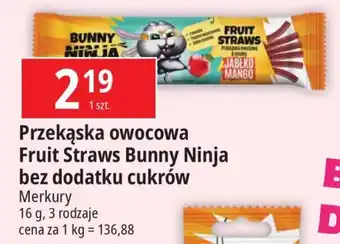 E.Leclerc Przekąska owocowa Fruit Straws Bunny Ninja bez dodatku cukrów Merkury 16g oferta
