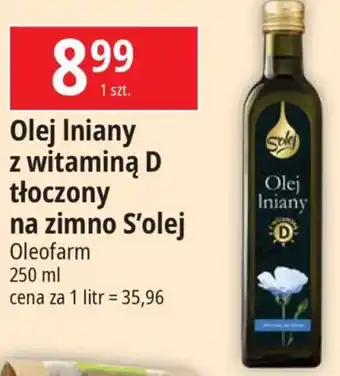 E.Leclerc Olej lniany z witaminą D tłoczony na zimno S'olej Oleofarm 250ml oferta