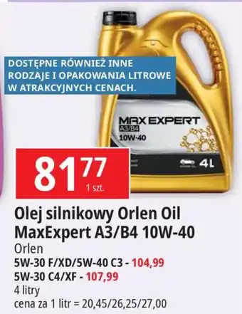 E.Leclerc Olej silnikowy Orlen Oil MaxExpert A3/B4 10W-40 Orlen 4l oferta
