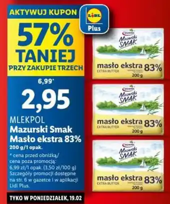 Lidl MLEKPOL Mazurski Smak Masło ekstra 83% 200g oferta