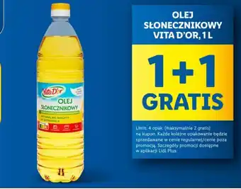 Lidl OLEJ SŁONECZNIKOWY SŁONECZNIKOWY VITA D'OR 1 L oferta