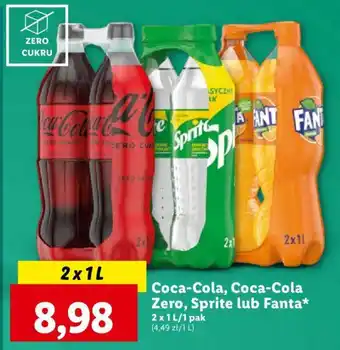Lidl Coca Cola Coca Cola Zero Sprite lub Fanta 2x1l oferta