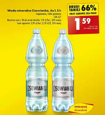 Biedronka Woda mineralna Cisowianka 1,5l oferta
