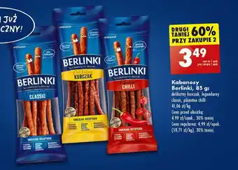Biedronka Kabanosy Berlinki 85 g oferta