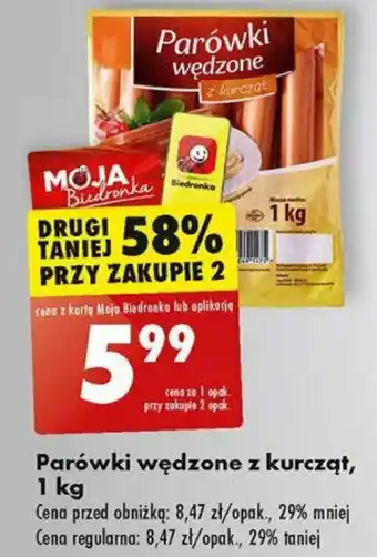 Biedronka Parówki wędzone z kurcząt 1kg oferta
