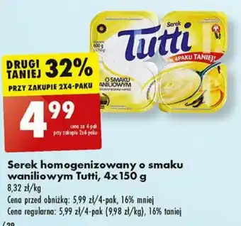 Biedronka Serek homogenizowany o smaku waniliowym Tutti 4x 150 g oferta