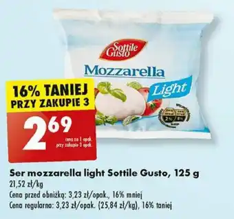 Biedronka Ser mozzarella light Sottile Gusto 125 g oferta