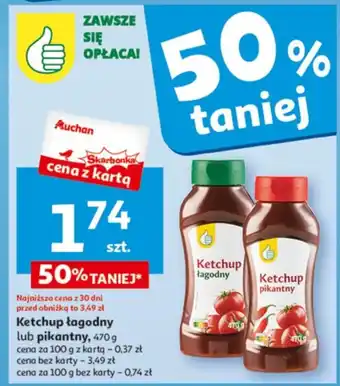 Auchan Ketchup łagodny lub pikantny, 470 g oferta