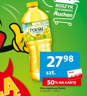 Auchan Olej rzepakowy Polski 3l oferta