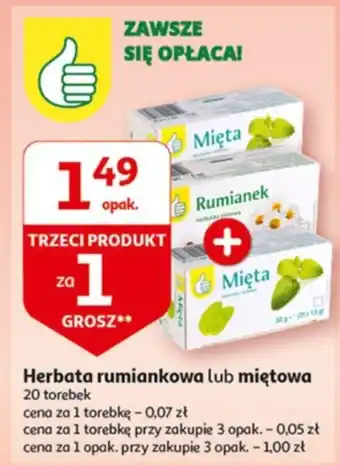 Auchan Herbata rumiankowa lub miętowa oferta
