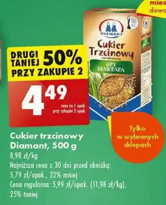 Biedronka Cukier trzcinowy Diamant 500 g oferta