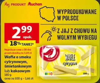 Auchan Wafle o smaku cytrynowym, śmietankowym lub kakaowym 180 g oferta
