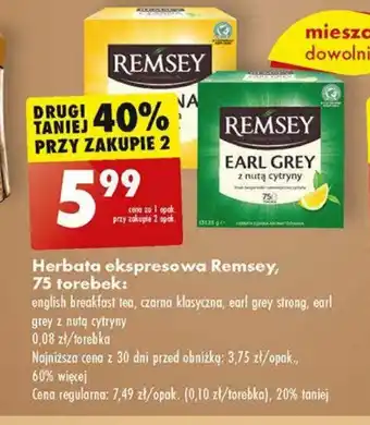 Biedronka Herbata ekspresowa Remsey 75 torebek oferta