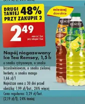 Biedronka Napój niegazowany Ice Tea Remsey 1,5 l oferta