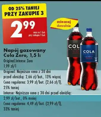 Biedronka Napój gazowany Cola Zero 1,5 l oferta