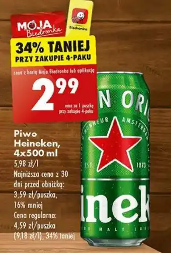 Biedronka Piwo Heineken 500 ml oferta