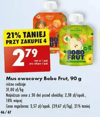 Biedronka Mus owocowy Bobo Frut 90 g oferta