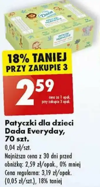 Biedronka Patyczki dla dzieci Dada Everyday, 70 szt. oferta