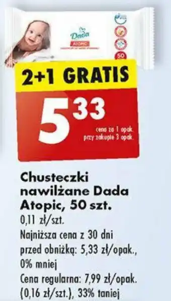 Biedronka Chusteczki nawilżane Dada Atopic, 50 szt. oferta