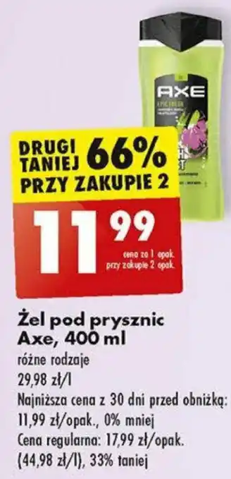 Biedronka Żel pod prysznic Axe, 400 ml oferta